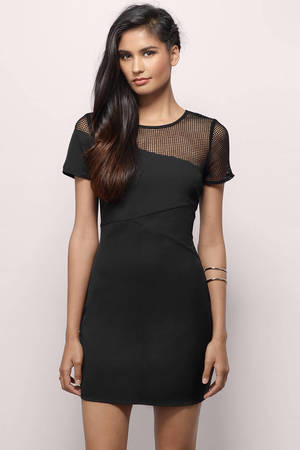 Trendy Black Day Dress - Lace Panel Dress - Day Dress - $19 | Tobi US
