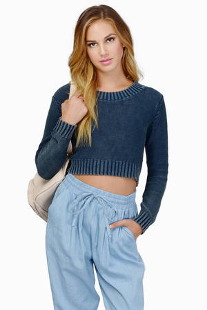 Blue Sweater - Blue Sweater - Long Sleeve Sweater - $17 | Tobi US