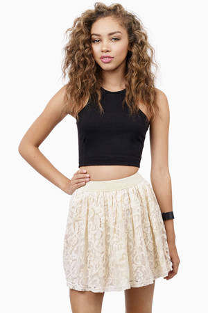 Cute Cream Skirt - White Skirt - Lace Skirt - Cream Skirt - $6 | Tobi US
