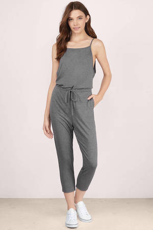 Cute Grey Jumpsuit - Draped Jumpsuit - Grey Jumpsuit - $19 | Tobi US