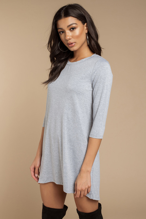 Heather Grey Shirt Dress - Long Sleeve Dress - Long Dress Shirt - Day ...