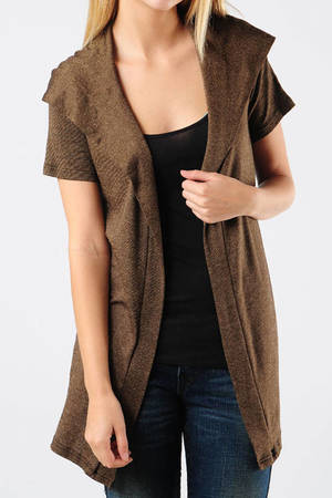 short sleeve hooded cardigan