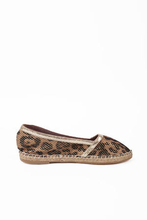 Brown Espadrilles - Leopard Print Flats - Brown Casual Espadrilles - $7 ...