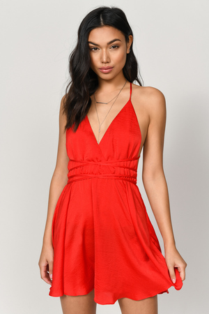 red skater party dress