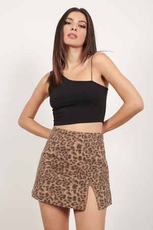 leopard print a line mini skirt