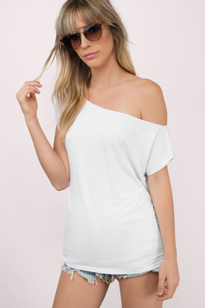 one shoulder shirt white