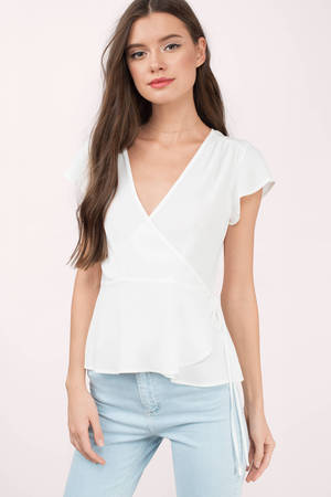 Cute White Blouse - Wrap Blouse - White Blouse - White Top - $14 | Tobi US