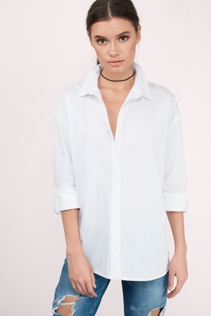 white womens button up