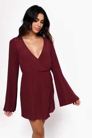 wine red wrap dress