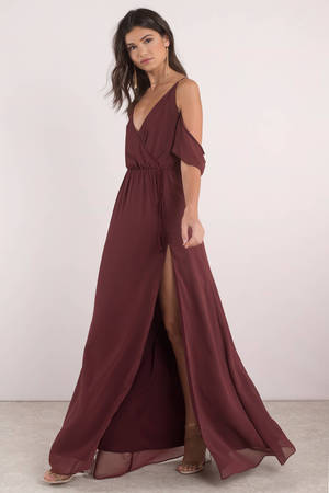 Lovely Wine Maxi Dress - Slit Dress - Wine Dress - Maxi Dress - $35 ...