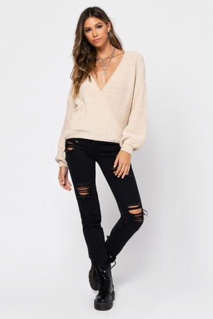 beige wrap sweater