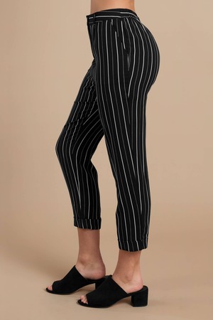 black and white striped capri pants