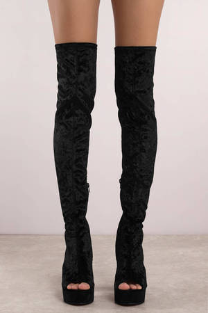 black velvet thigh boots