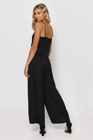 satin black jumpsuit