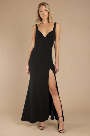 black high slit maxi dress
