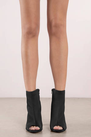 Marianne Satin Peep Toe Booties In Black - $27 | Tobi US