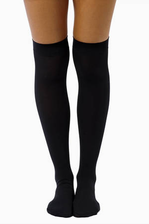 Opaque Nylon Thigh Highs in Black - $16 | Tobi US