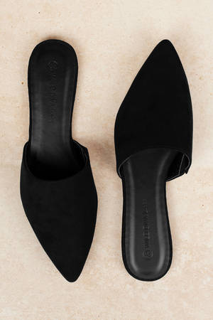 black suede pointed flats