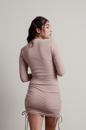 ruched side long sleeve dress