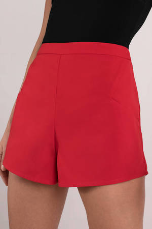 Cheap Red High Waisted Shorts 2024