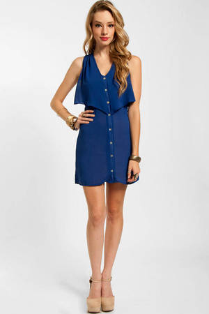 Angel Wings Button up Dress in Royal Blue - $50 | Tobi US