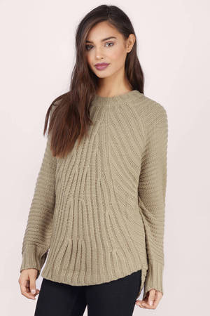 Taupe Sweater - Brown Sweater - Knitted Sweater - $21.00