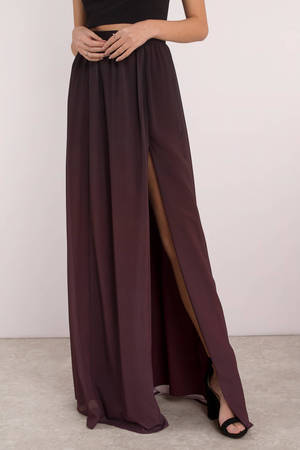 ombre maxi skirt red