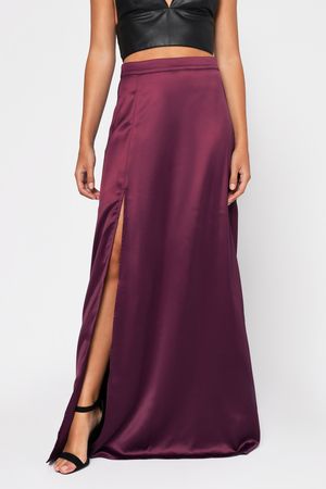 burgundy maxi skirt