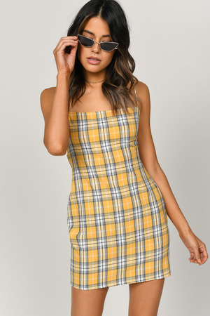 checkered yellow dress