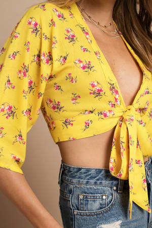 yellow wrap crop top