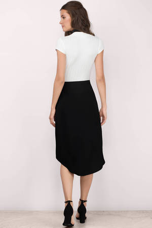 black wrap midi skirt