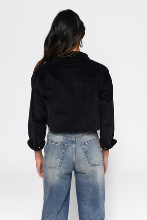 cropped black corduroy jacket