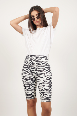 zebra print biker shorts