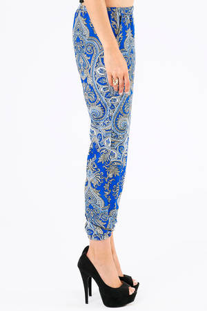 blue paisley pants