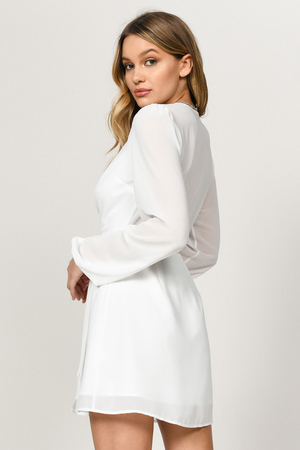Long Sleeve Wrap Dress White Hot Sale ...
