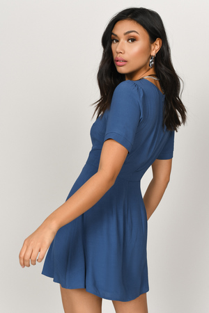 my whole heart navy blue long sleeve wrap dress