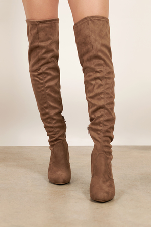 suede knee high boots tan