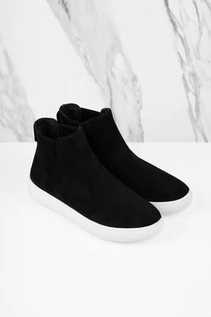 black suede high top sneakers