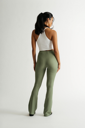 flared pants green