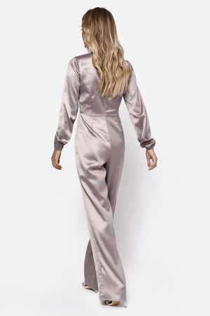 long sleeve satin jumpsuit