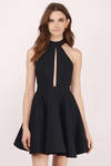 Download Cute Black Skater Dress - Mock Neck Dress - Skater Dress ...