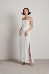 Dreaming Fool Ivory Open Back Double Slit Maxi Dress