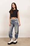 Unbothered Black Boxy Side Tie Crop Top