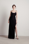 What A Night Black High Slit Ruched Bodycon Maxi Dress