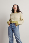Kiwi Green 2-Tone Cropped Sweater