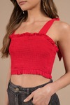 All Smocked Out Red Crop Top