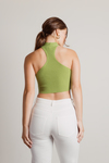 Polly Green Knit Halter Keyhole Crop Top