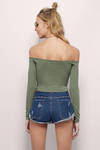 Barely There Off Shoulder Top in Olive